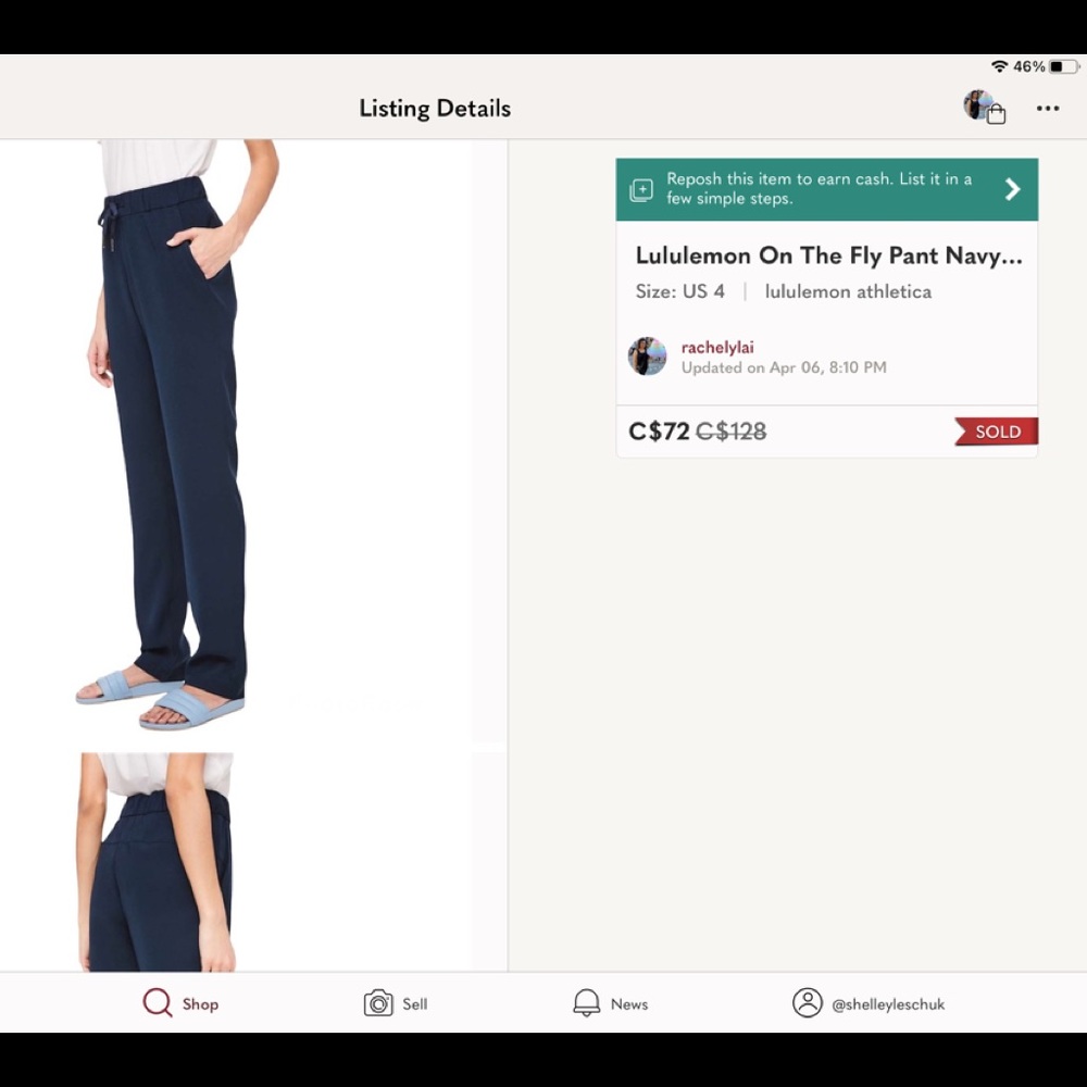 Lululemon On The Fly Pant Navy Blue Woven Sz 4